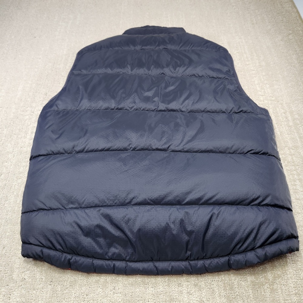 LL Bean Goose Down Puffer Vest Men Medium Quilted Reversible Full Zip Red Gray - Picture 7 of 7